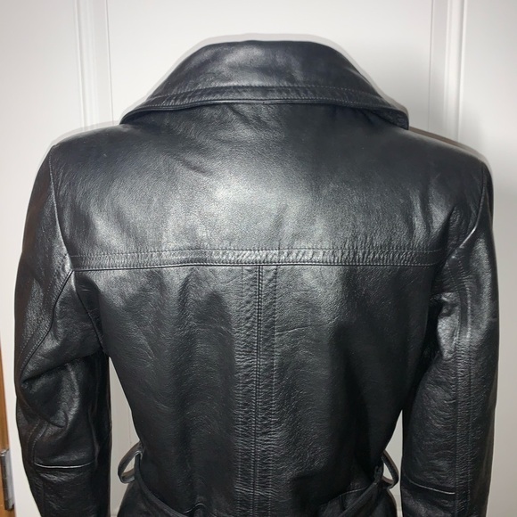 Vintage Wilsons Black Leather Blazer Jacket with belt Women’s M - Picture 5 of 12